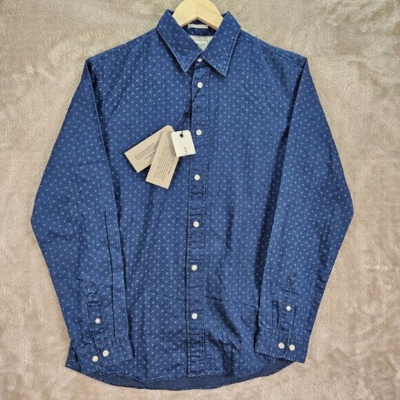 NWT Selected Homme Shirt Slim Fit Organic Cotton Long Sleeve Button-Down Sz 16.5 - Picture 3 of 10